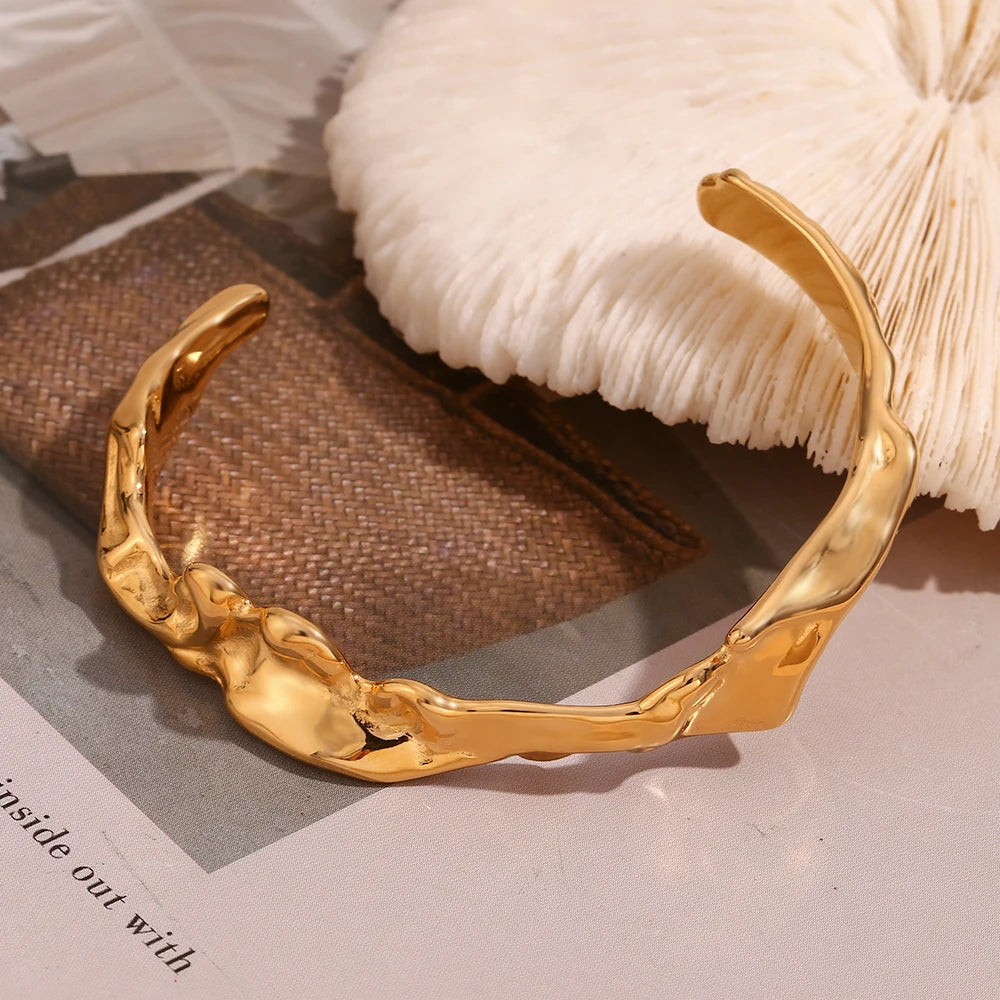 The Hypoallergenic 18K Gold Plated Pounding Wave Bracelet