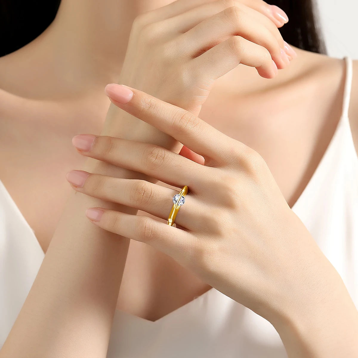 The Gold Rotating Moissanite Solitaire Classic Ring