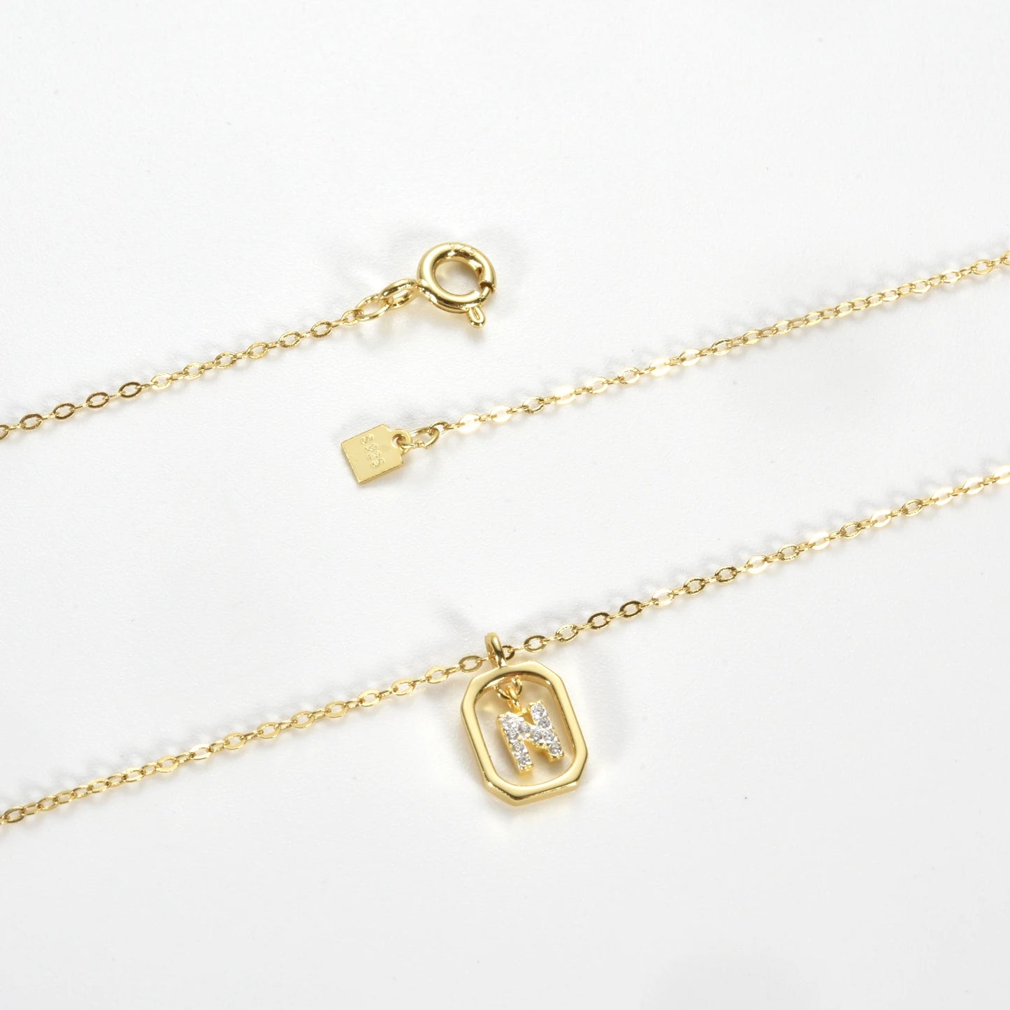 IceBoyDC Gold Initial Necklace with Zirconia Pendant