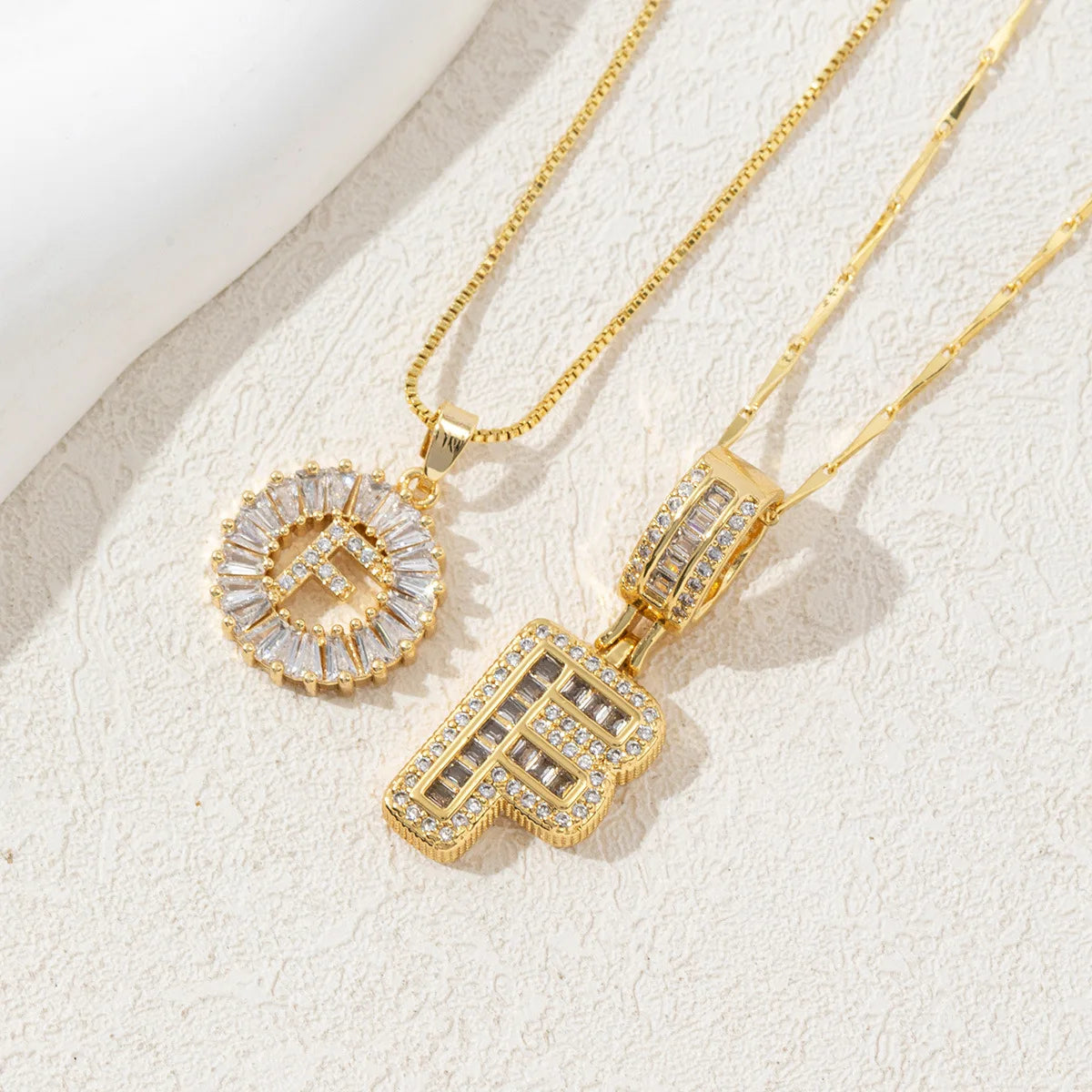 The IceBoyDC 2Pcs Dainty Zircon Signature Initial Necklace