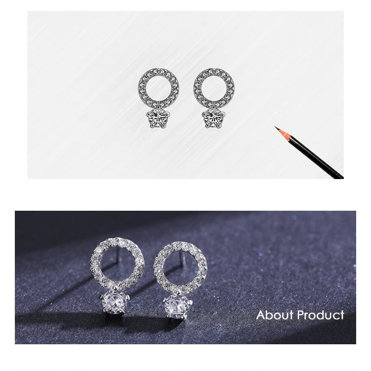 The IceBoyDC 925 Sterling Silver Sparkling Circle Stud Earrings