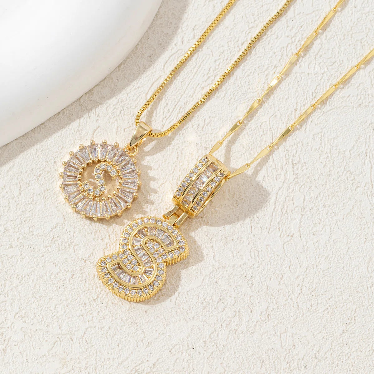 The IceBoyDC 2Pcs Dainty Zircon Signature Initial Necklace
