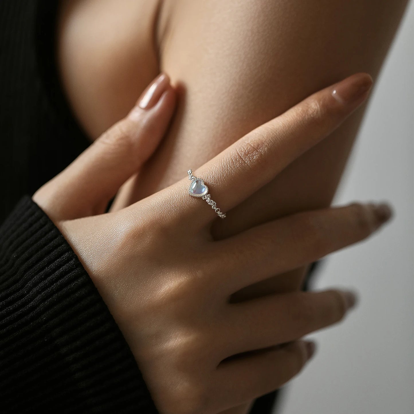 The IceBoyDC Adjustable Moonstone Heart Ring