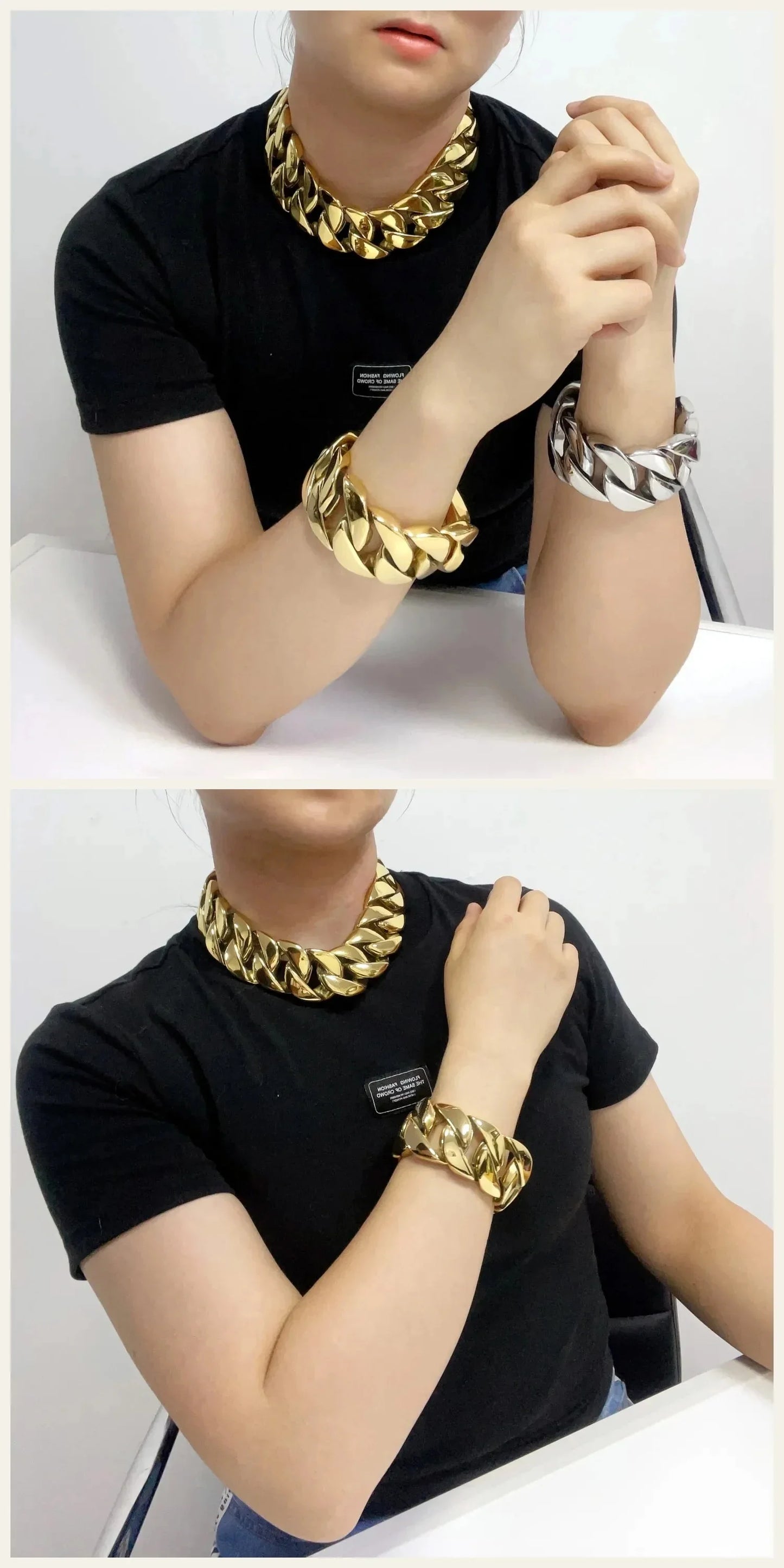IceBoyDC's Men's 32mm Thick 14k Gold-Plated Cuban Link Chain Bracelet and/or Necklace -Waterproof, Non-Tarnish