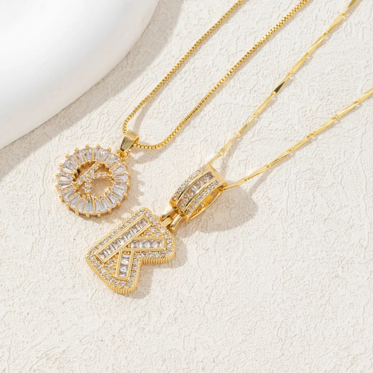 The IceBoyDC 2Pcs Dainty Zircon Signature Initial Necklace