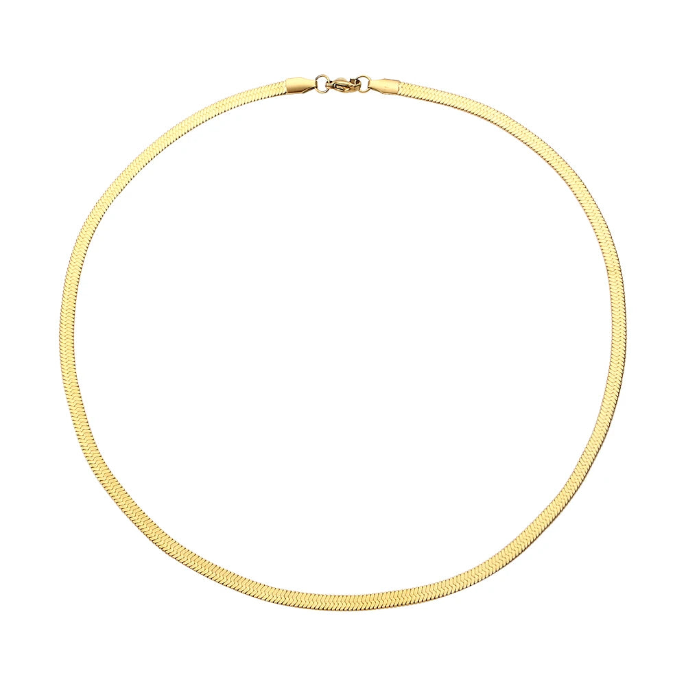 The Tarnish-Free18k Gold Plated Herringbone Chain or Bracelet