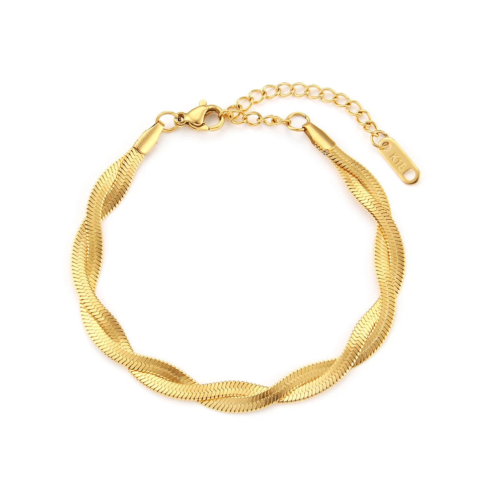 The Hypoallergenic Tarnish-Free Braided Herringbone Necklace & Bracelet Set
