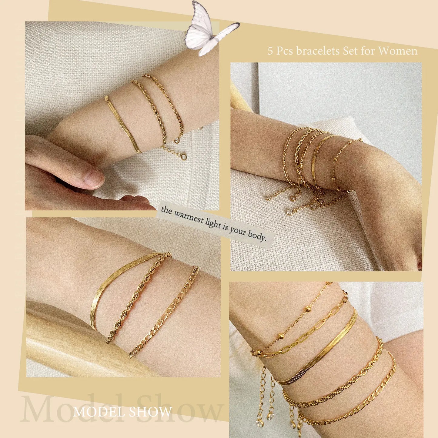 The IceBoyDC 5-Piece Link Bracelet Stack