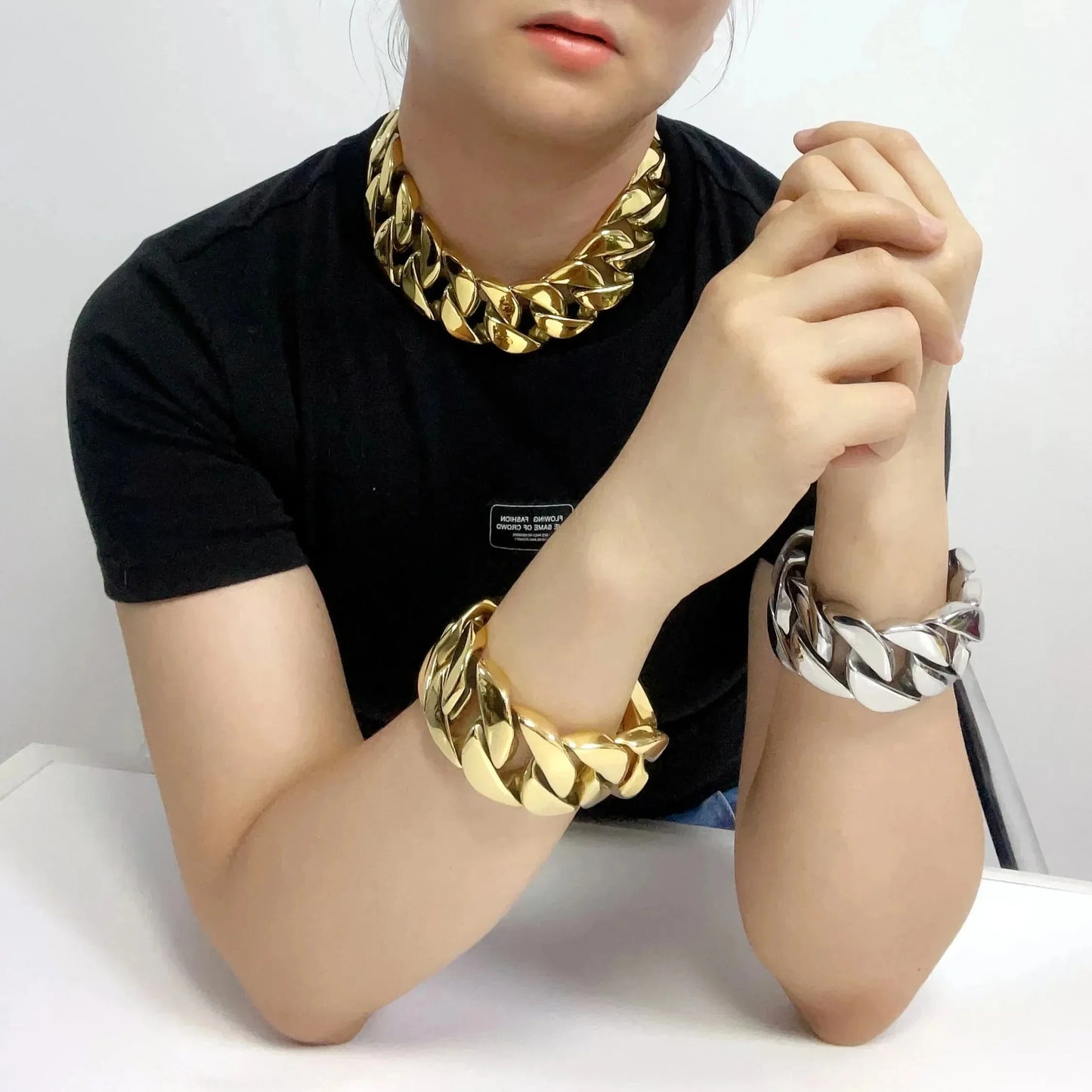 IceBoyDC's Men's 32mm Thick 14k Gold-Plated Cuban Link Chain Bracelet and/or Necklace -Waterproof, Non-Tarnish