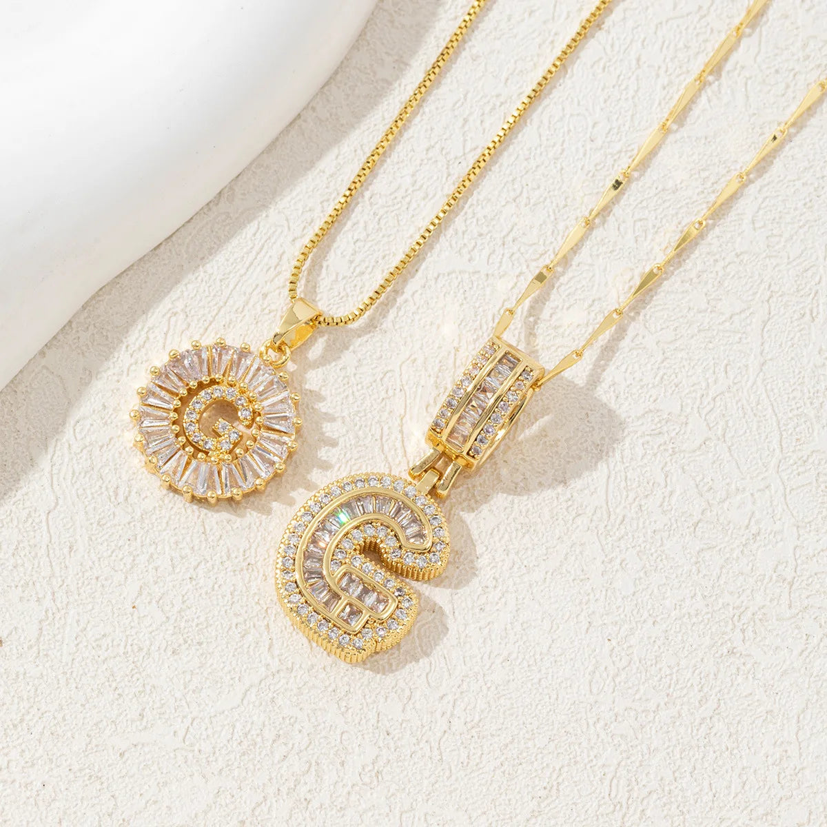 The IceBoyDC 2Pcs Dainty Zircon Signature Initial Necklace