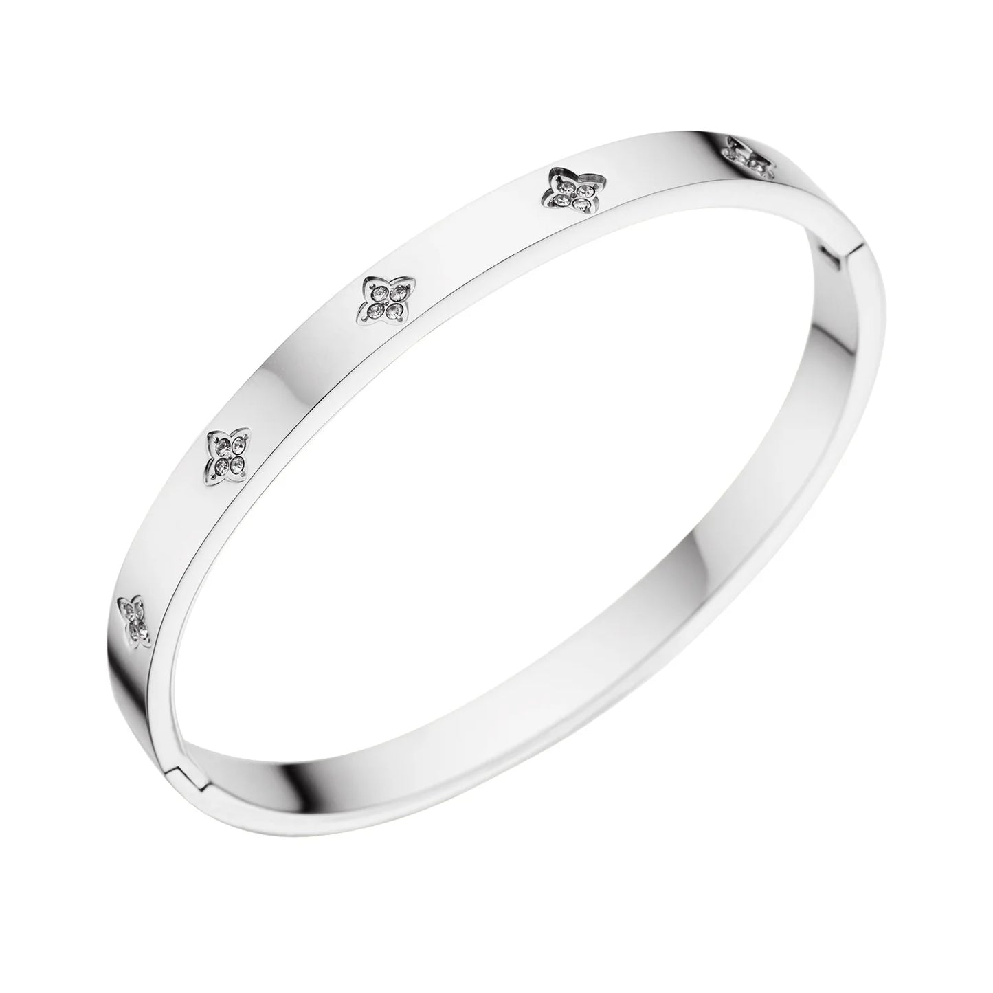 IceBoyDC: Timeless Elegance ✨ Cubic Zirconia Clover Bangle