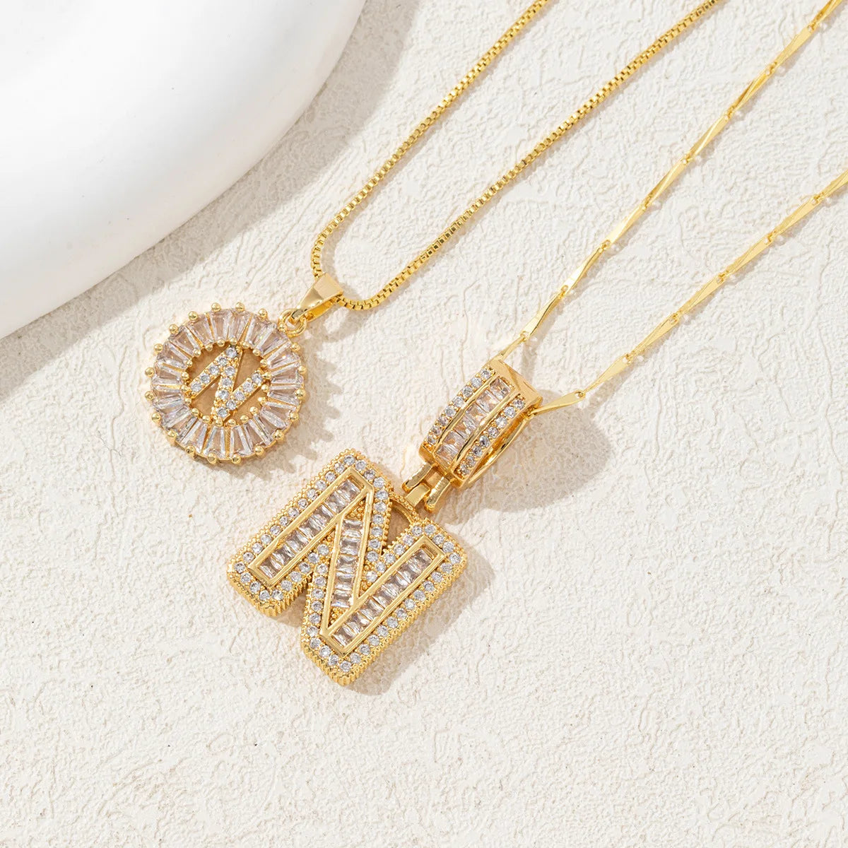 The IceBoyDC 2Pcs Dainty Zircon Signature Initial Necklace