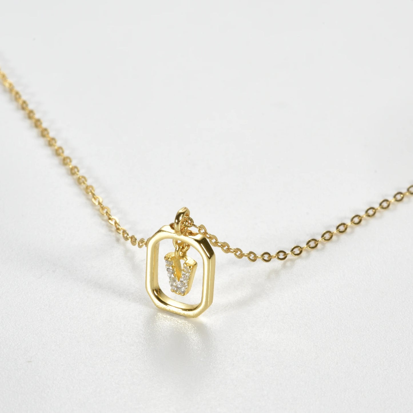 IceBoyDC Gold Initial Necklace with Zirconia Pendant