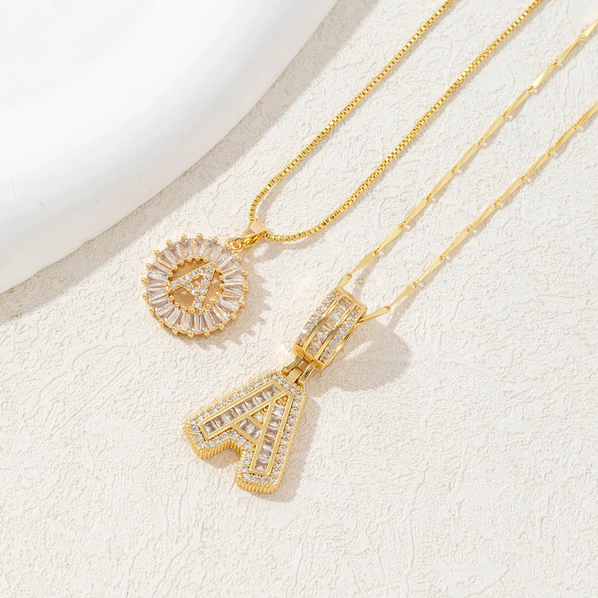 The IceBoyDC 2Pcs Dainty Zircon Signature Initial Necklace