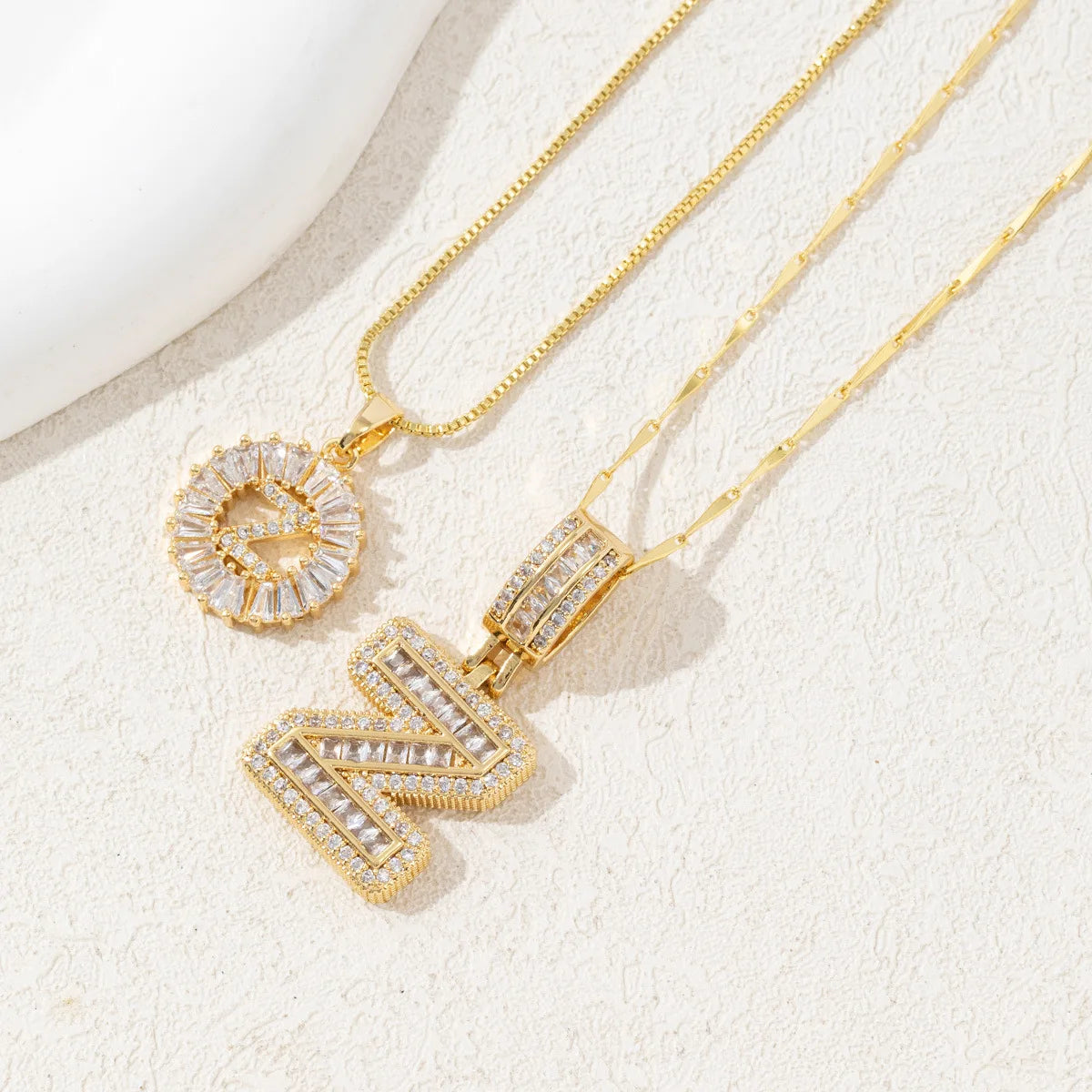 The IceBoyDC 2Pcs Dainty Zircon Signature Initial Necklace