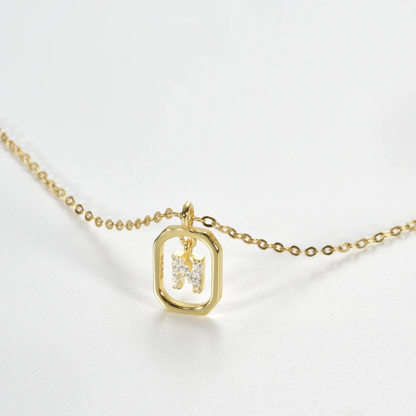 IceBoyDC Gold Initial Necklace with Zirconia Pendant