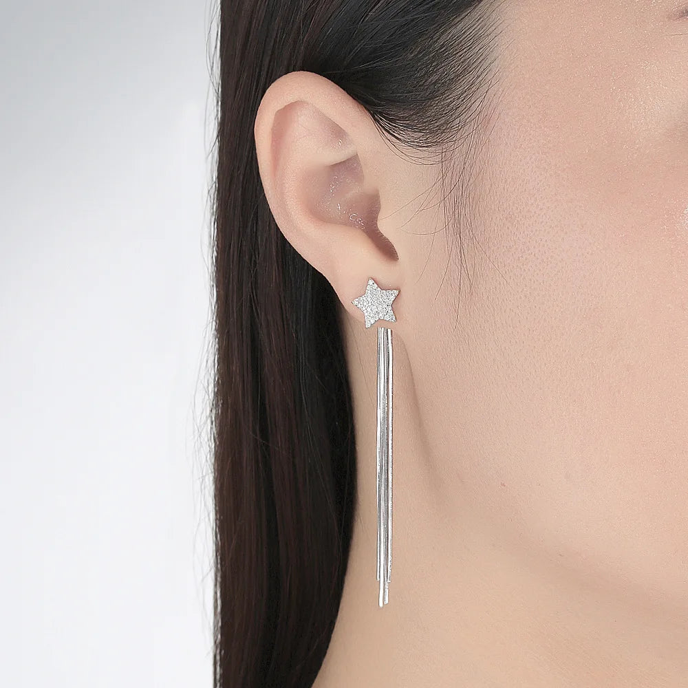 The "Dianne" Moissanite Long Tassel Earrings