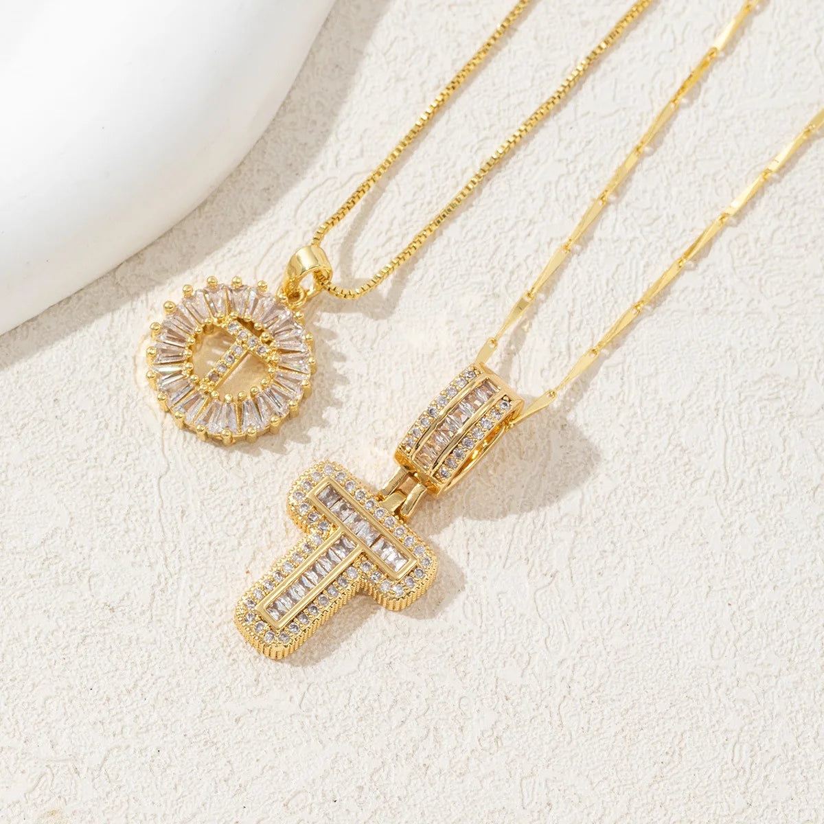 The IceBoyDC 2Pcs Dainty Zircon Signature Initial Necklace