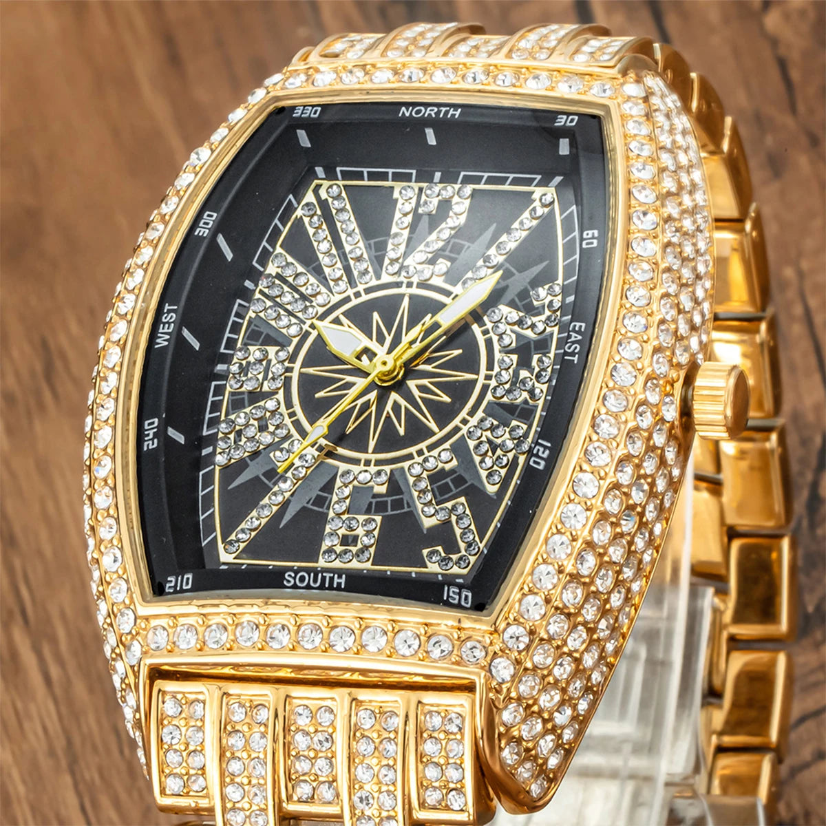 IceBoyDC: ✨ Men's Iced Out Tonneau Watch ✨ Quartz Movement, Icy!