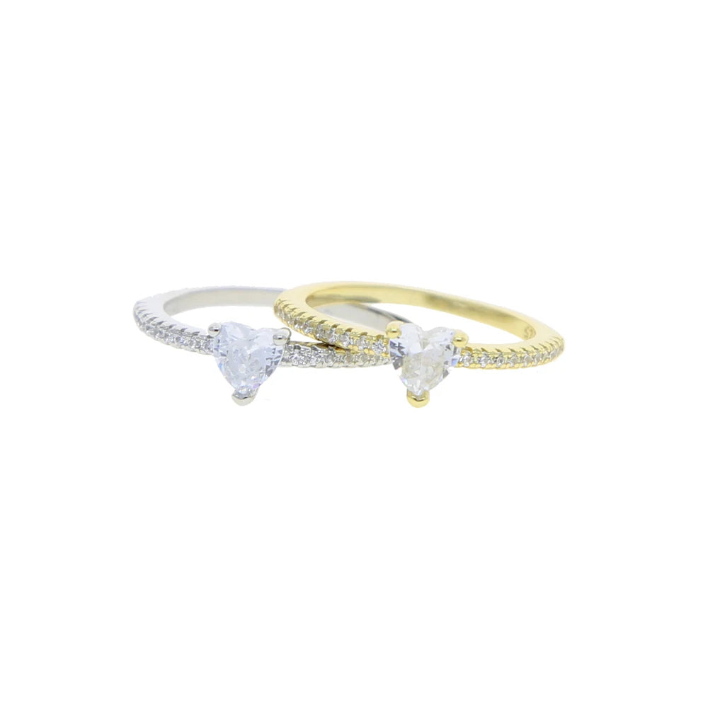 The Dainty Minimalist Heart Zirconia Band