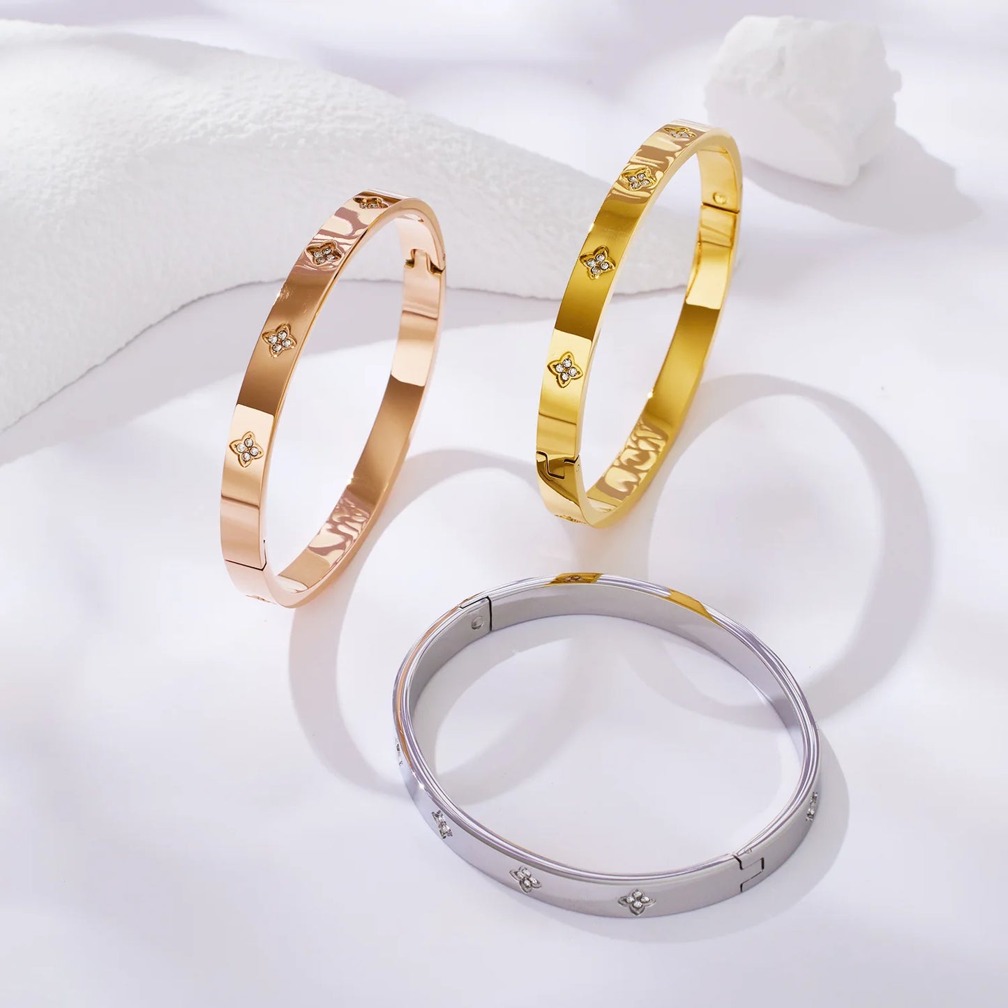 IceBoyDC: Timeless Elegance ✨ Cubic Zirconia Clover Bangle