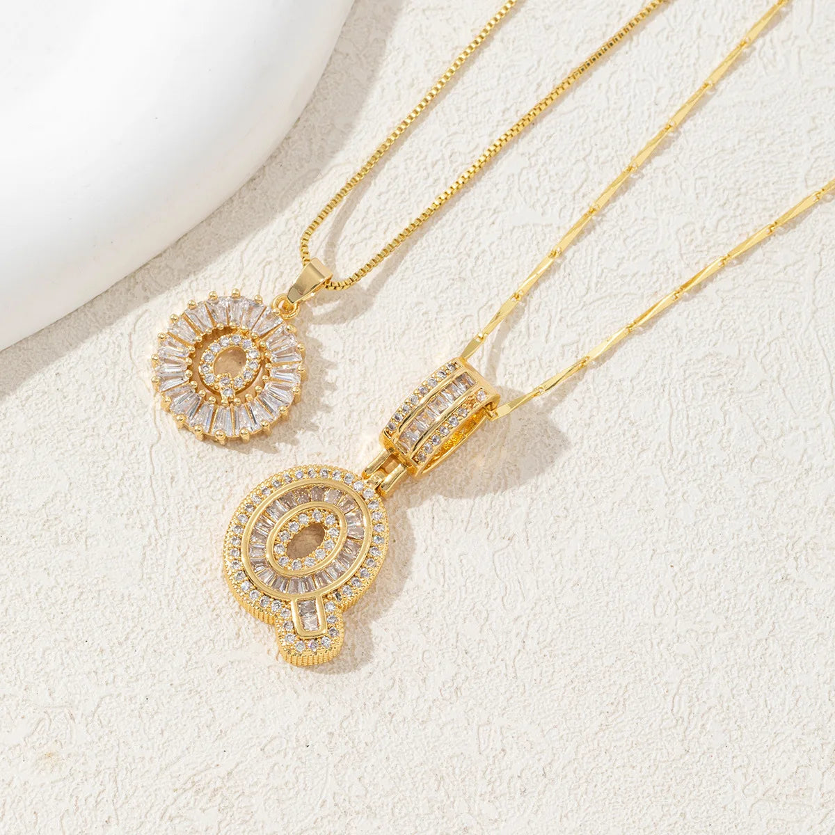 The IceBoyDC 2Pcs Dainty Zircon Signature Initial Necklace