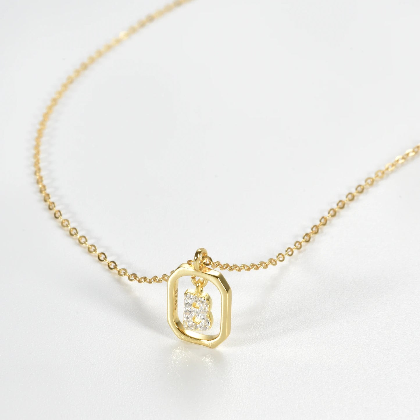 IceBoyDC Gold Initial Necklace with Zirconia Pendant
