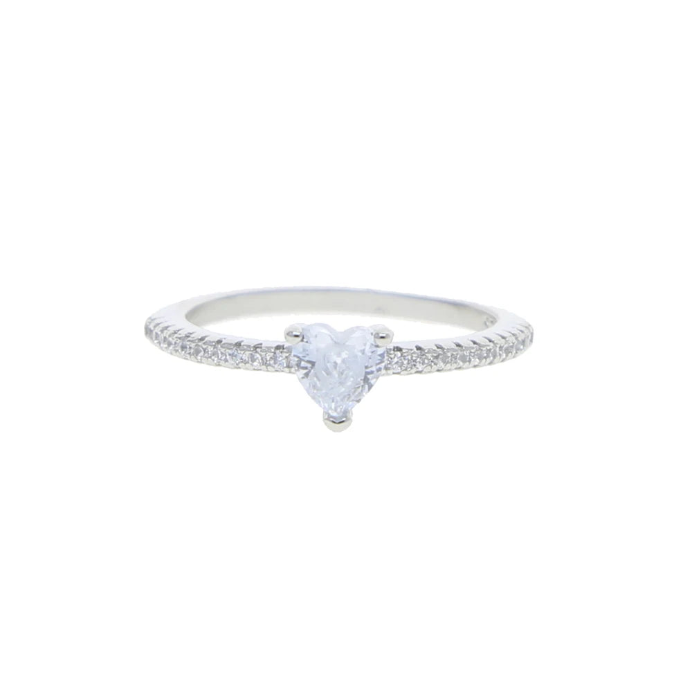 The Dainty Minimalist Heart Zirconia Band