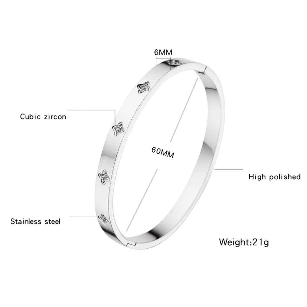 IceBoyDC: Timeless Elegance ✨ Cubic Zirconia Clover Bangle