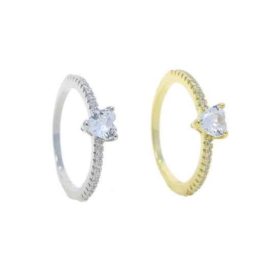The Dainty Minimalist Heart Zirconia Band