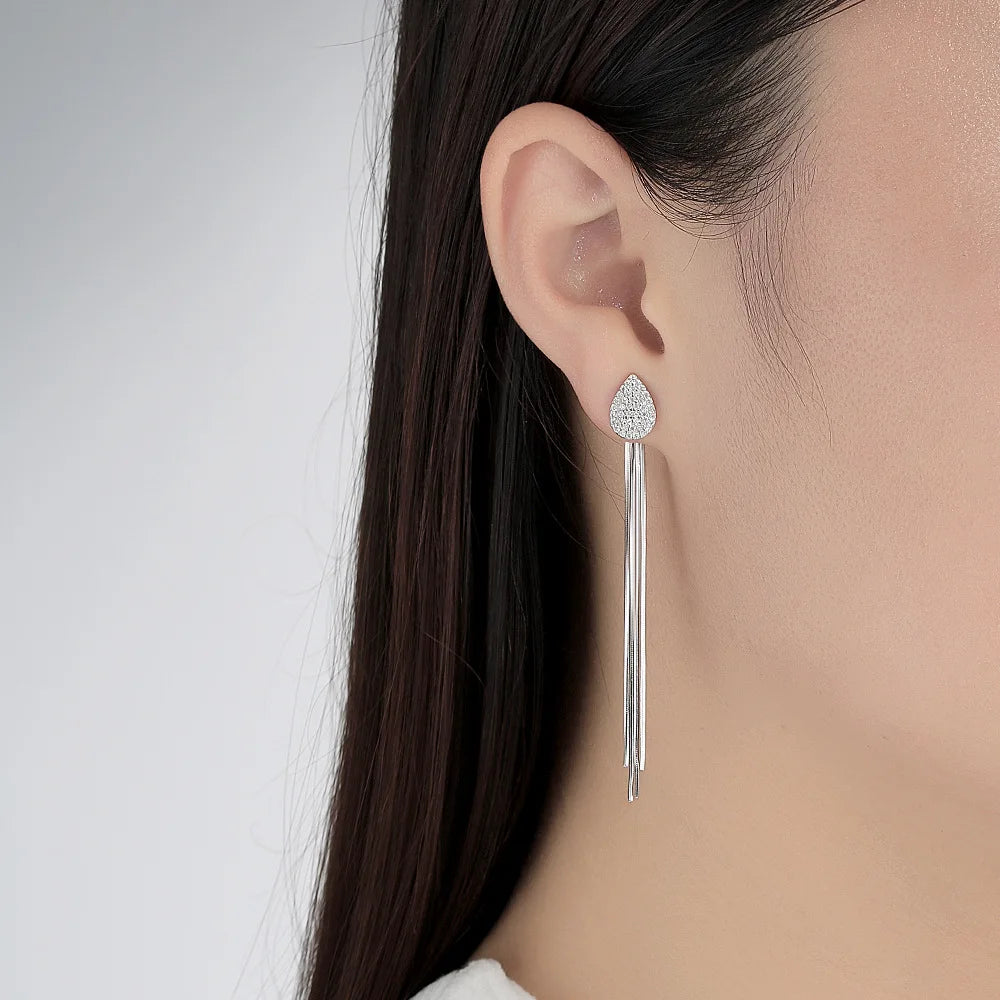 The "Dianne" Moissanite Long Tassel Earrings