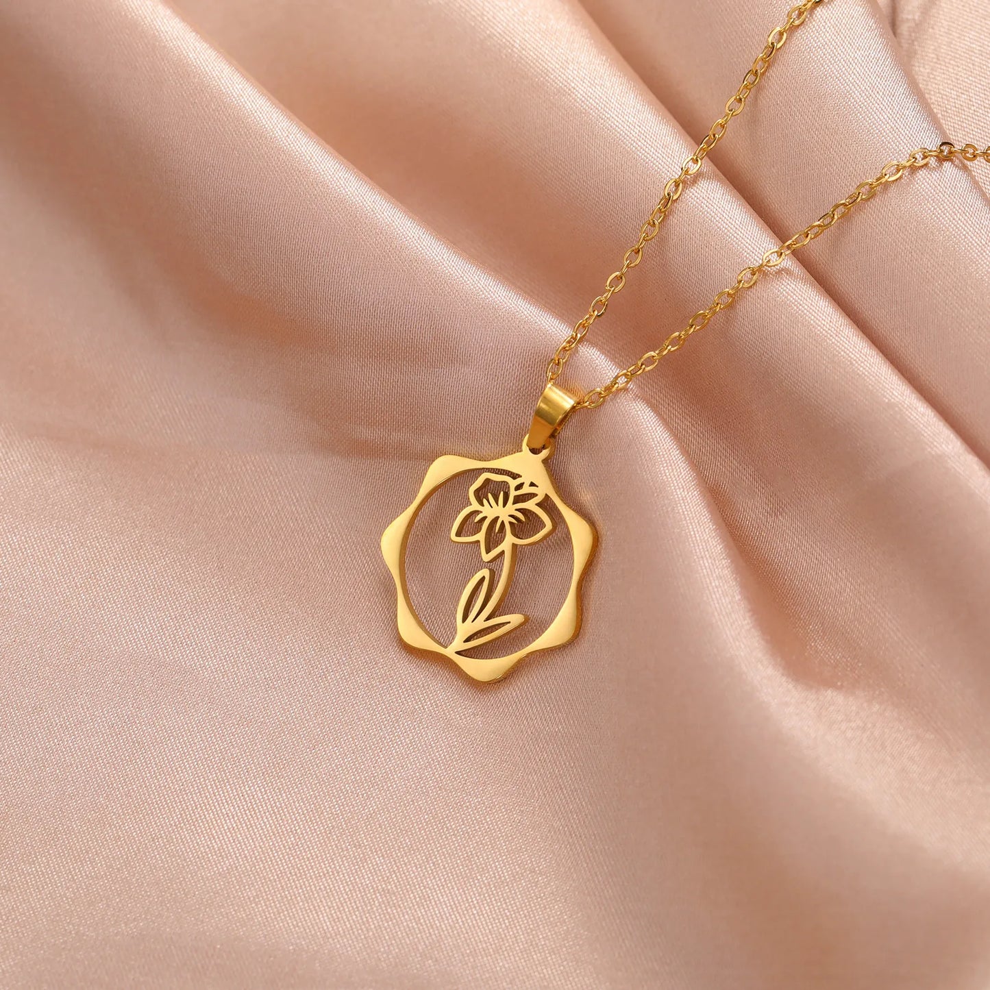 IceBoyDC Birth Flower Dangle Necklace