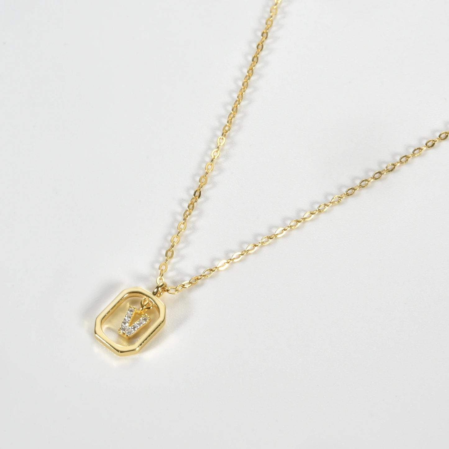 IceBoyDC Gold Initial Necklace with Zirconia Pendant