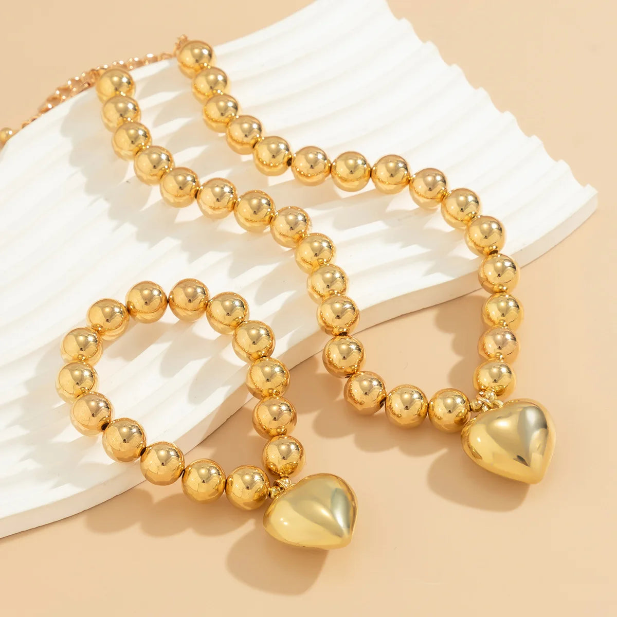 The Chunky Gold Heart : Necklace & Bracelet Set by IceBoyDC (14k Gold-Plated, Hypoallergenic)