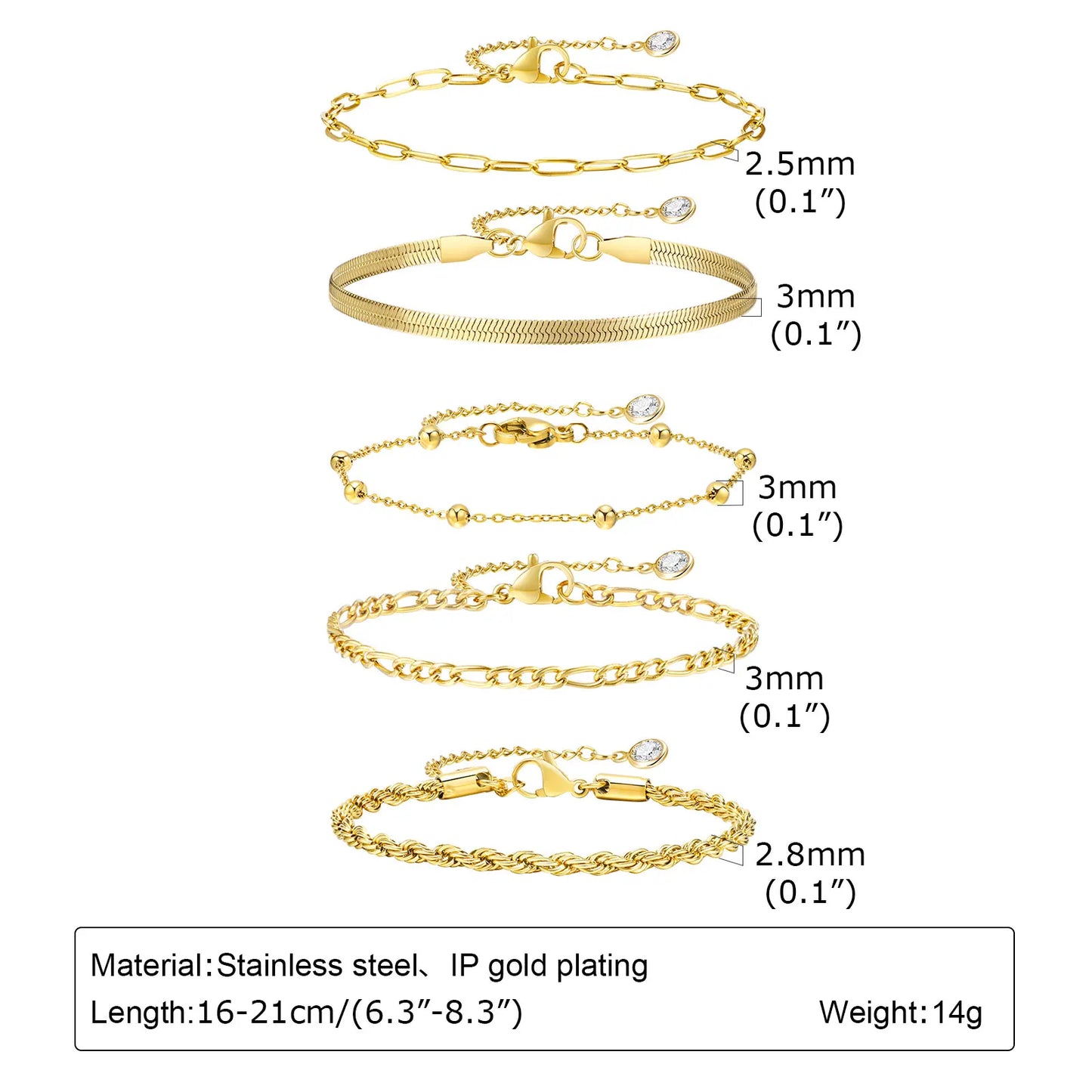 The IceBoyDC 5-Piece Link Bracelet Stack