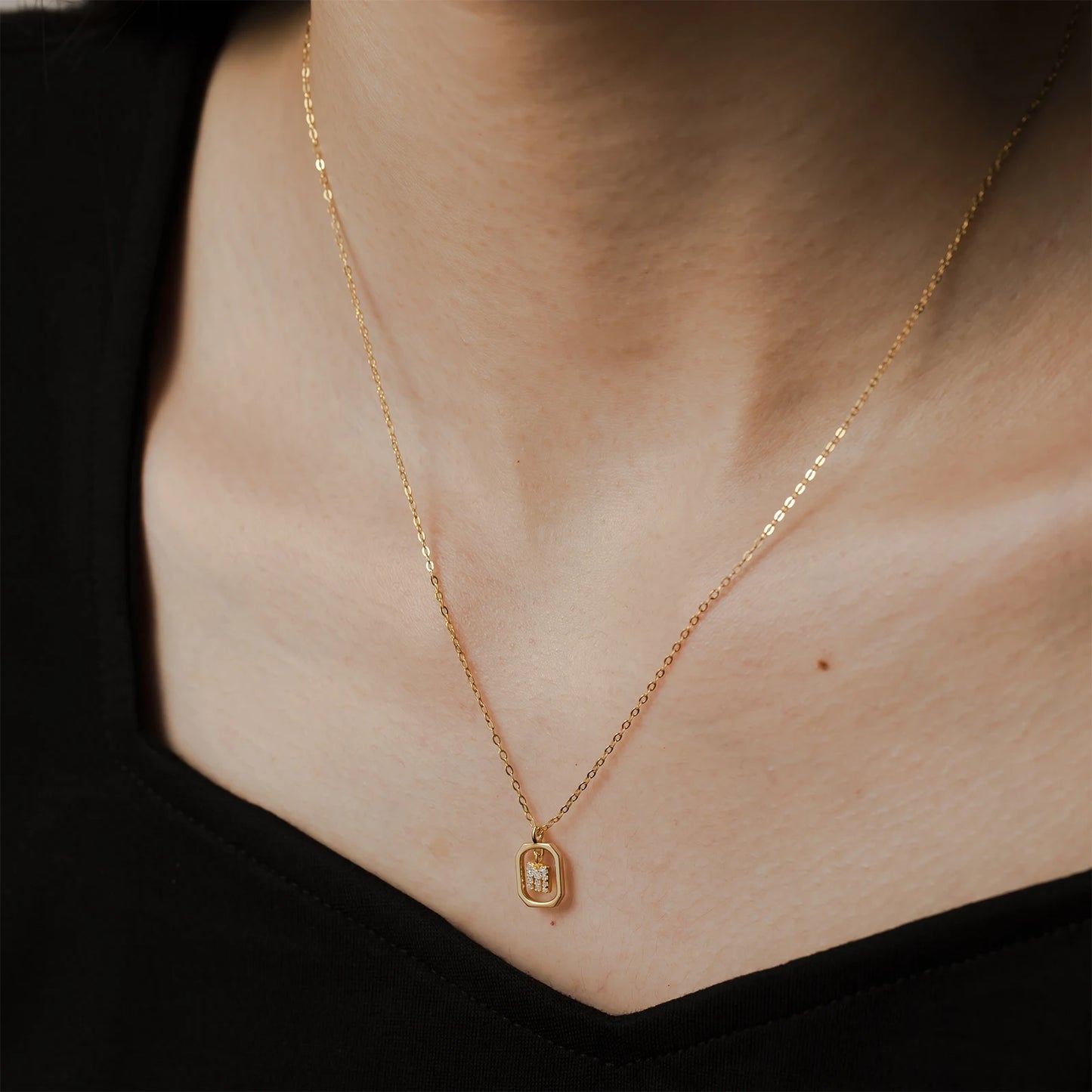 IceBoyDC Gold Initial Necklace with Zirconia Pendant