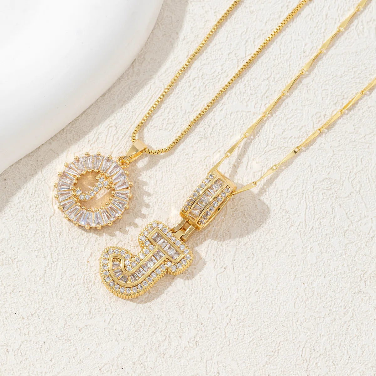 The IceBoyDC 2Pcs Dainty Zircon Signature Initial Necklace