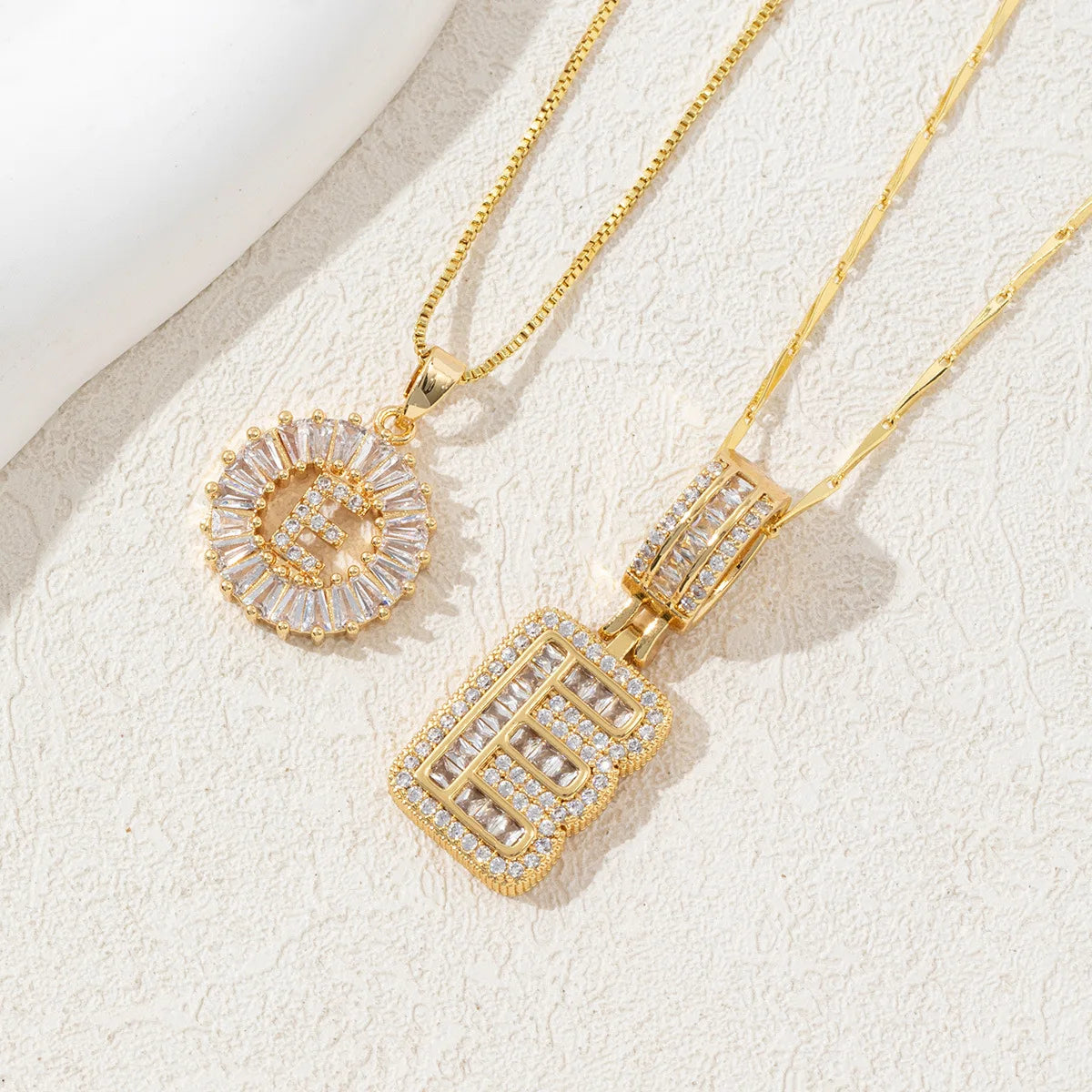 The IceBoyDC 2Pcs Dainty Zircon Signature Initial Necklace
