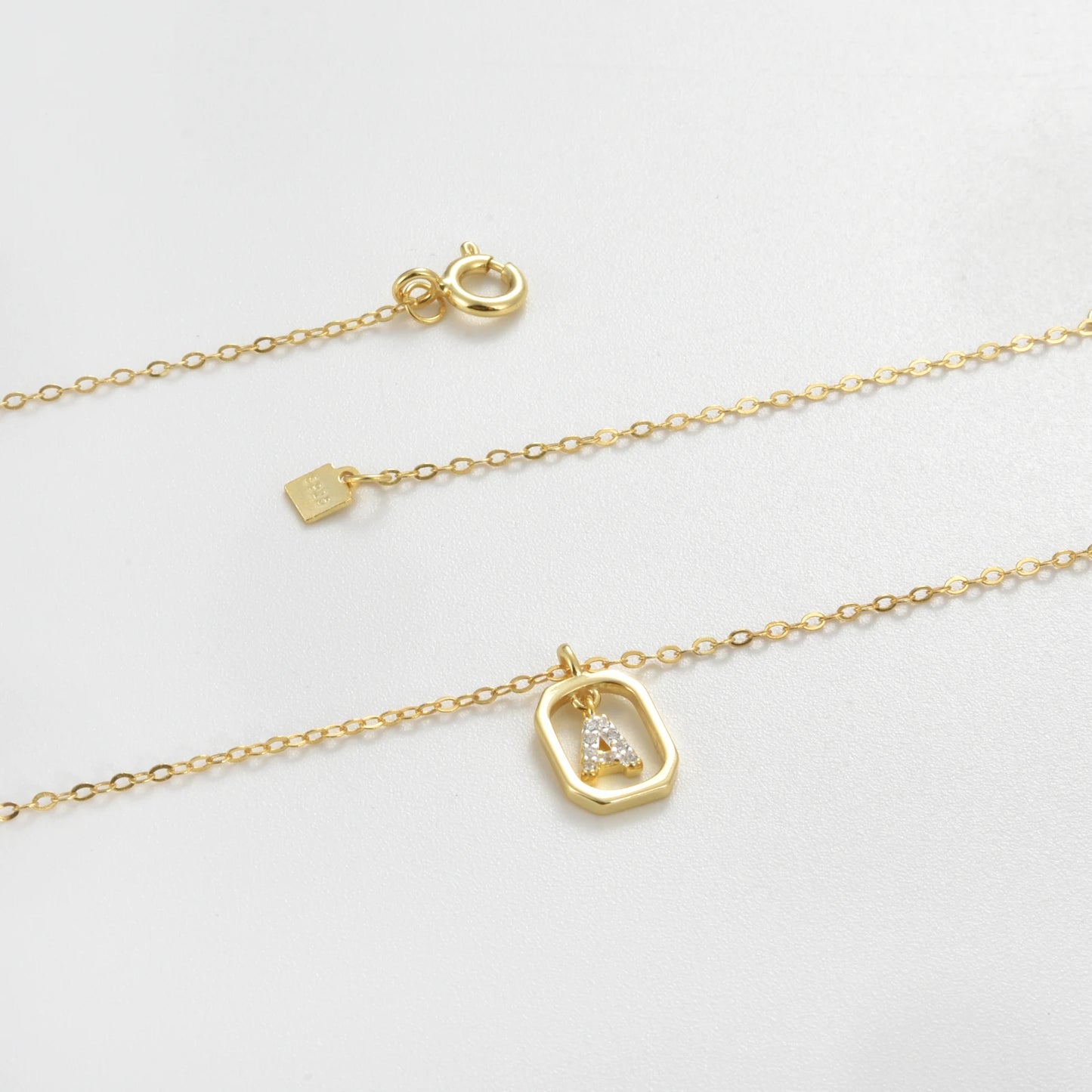 IceBoyDC Gold Initial Necklace with Zirconia Pendant
