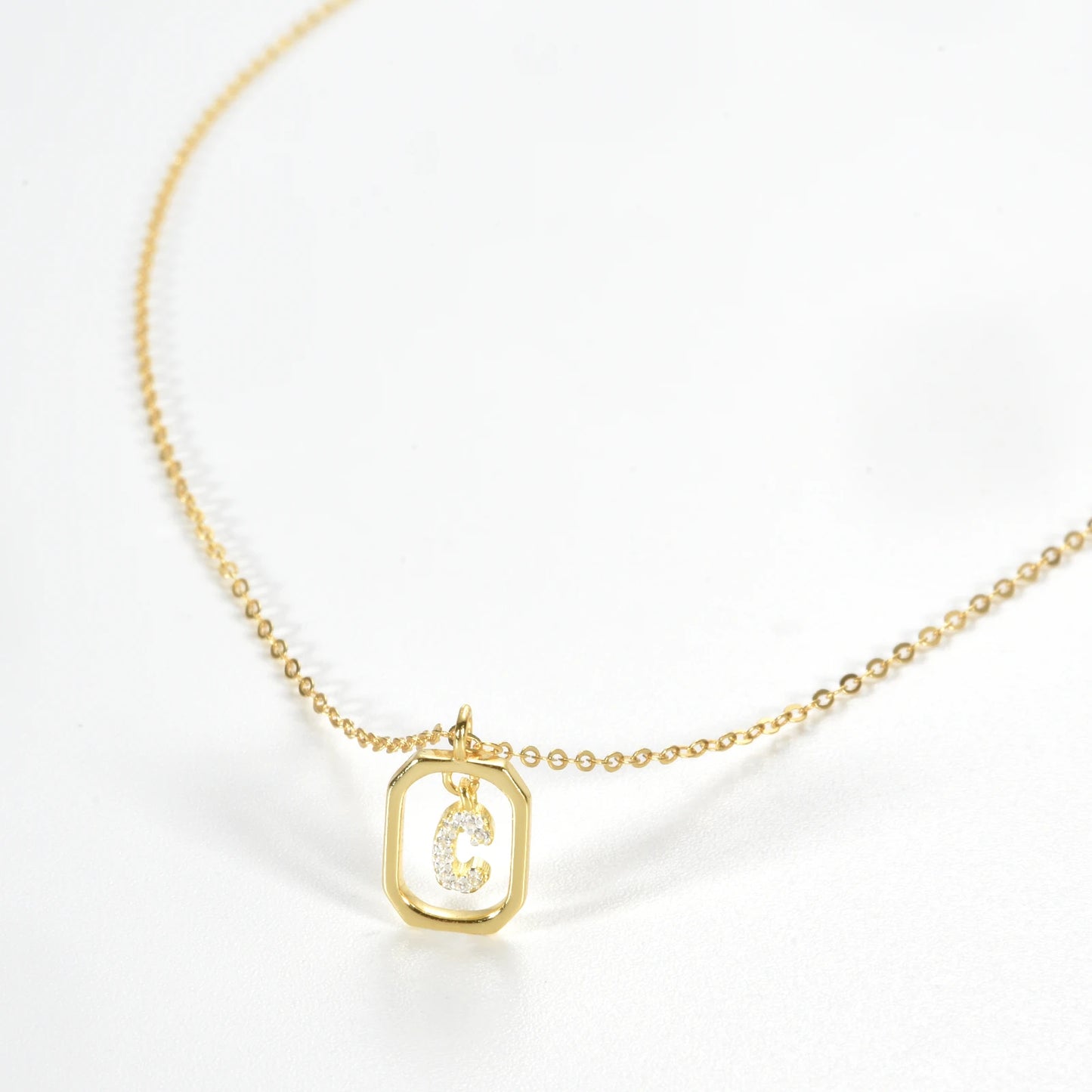 IceBoyDC Gold Initial Necklace with Zirconia Pendant
