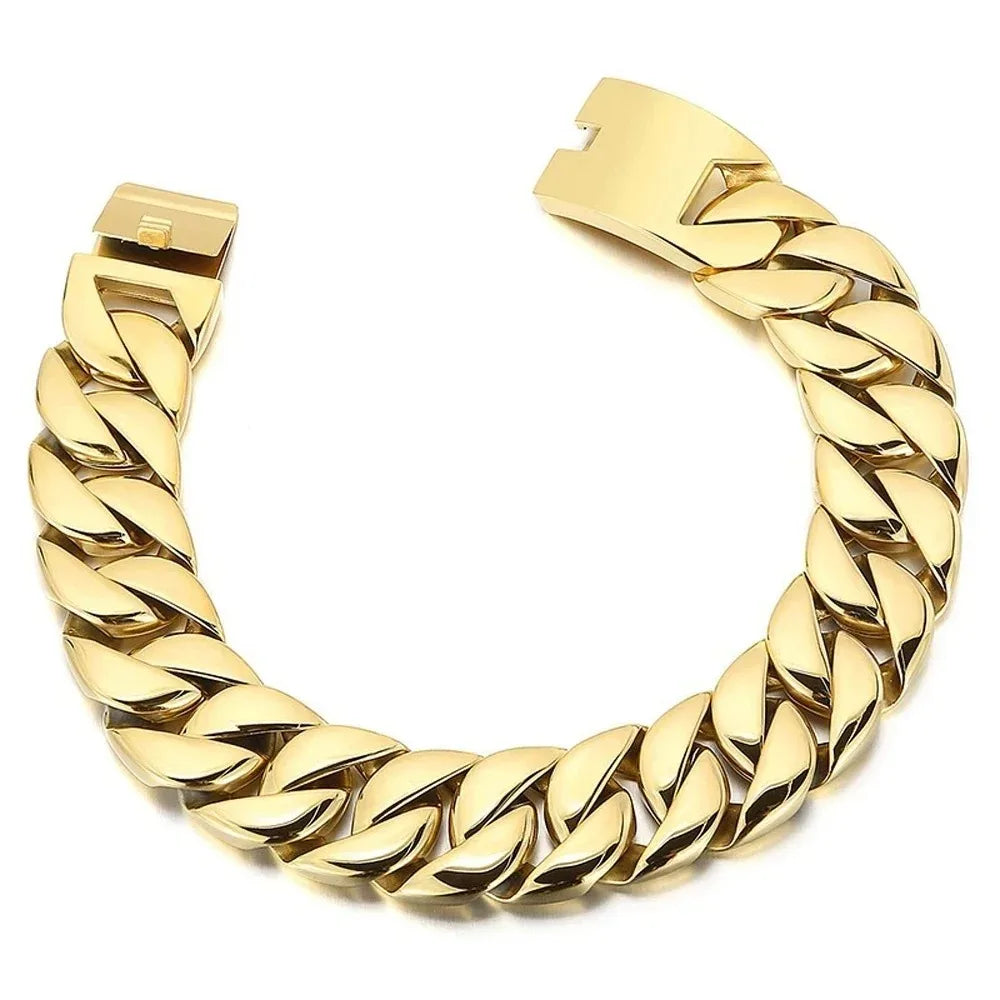 IceBoyDC's Men's 32mm Thick 14k Gold-Plated Cuban Link Chain Bracelet and/or Necklace -Waterproof, Non-Tarnish
