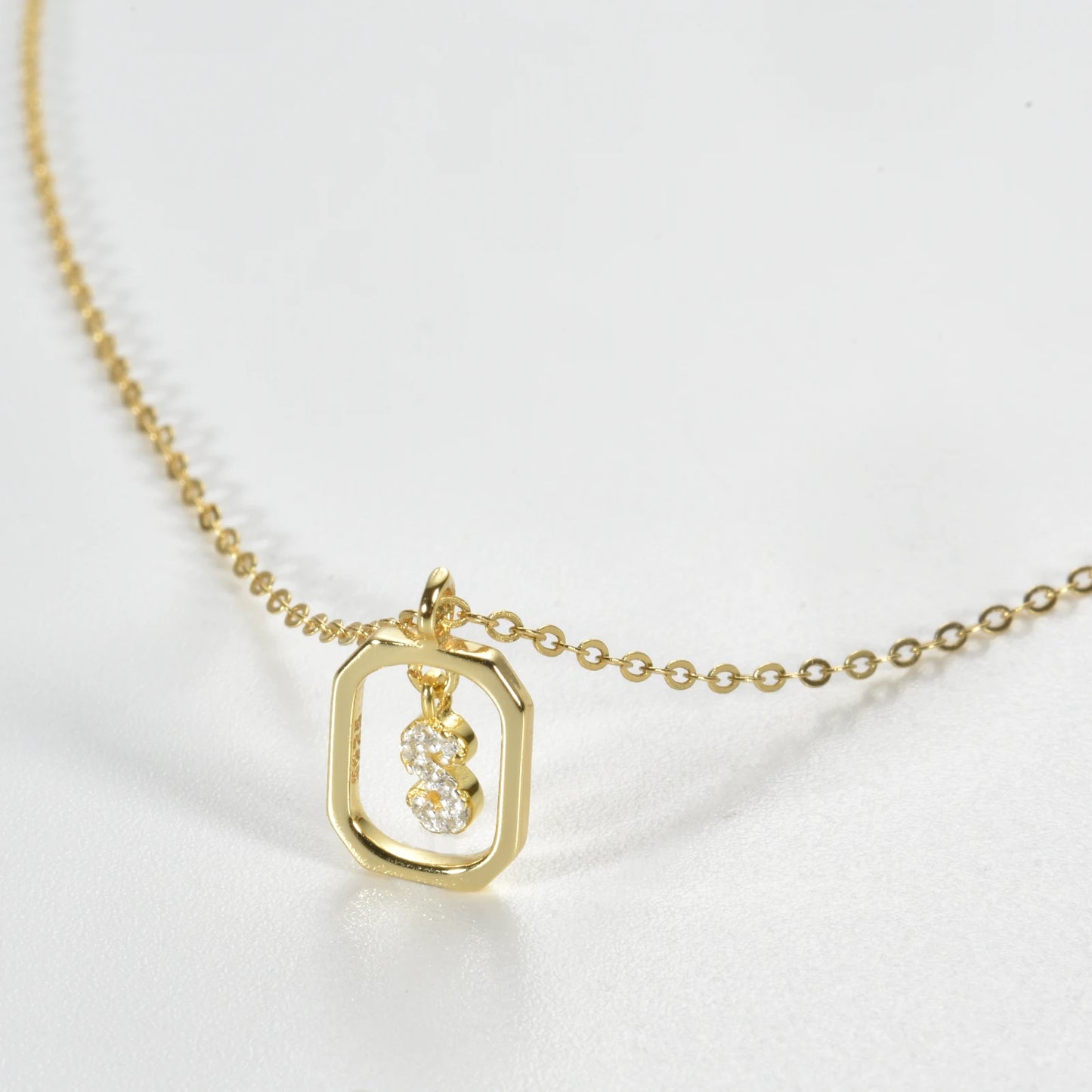IceBoyDC Gold Initial Necklace with Zirconia Pendant