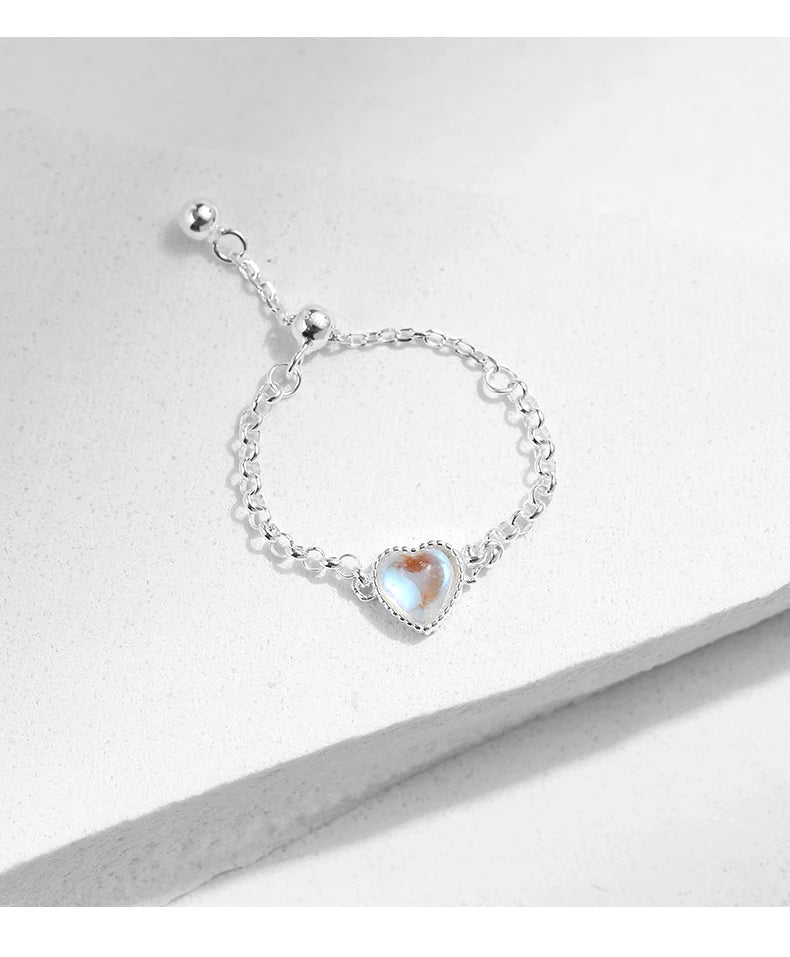 The IceBoyDC Adjustable Moonstone Heart Ring