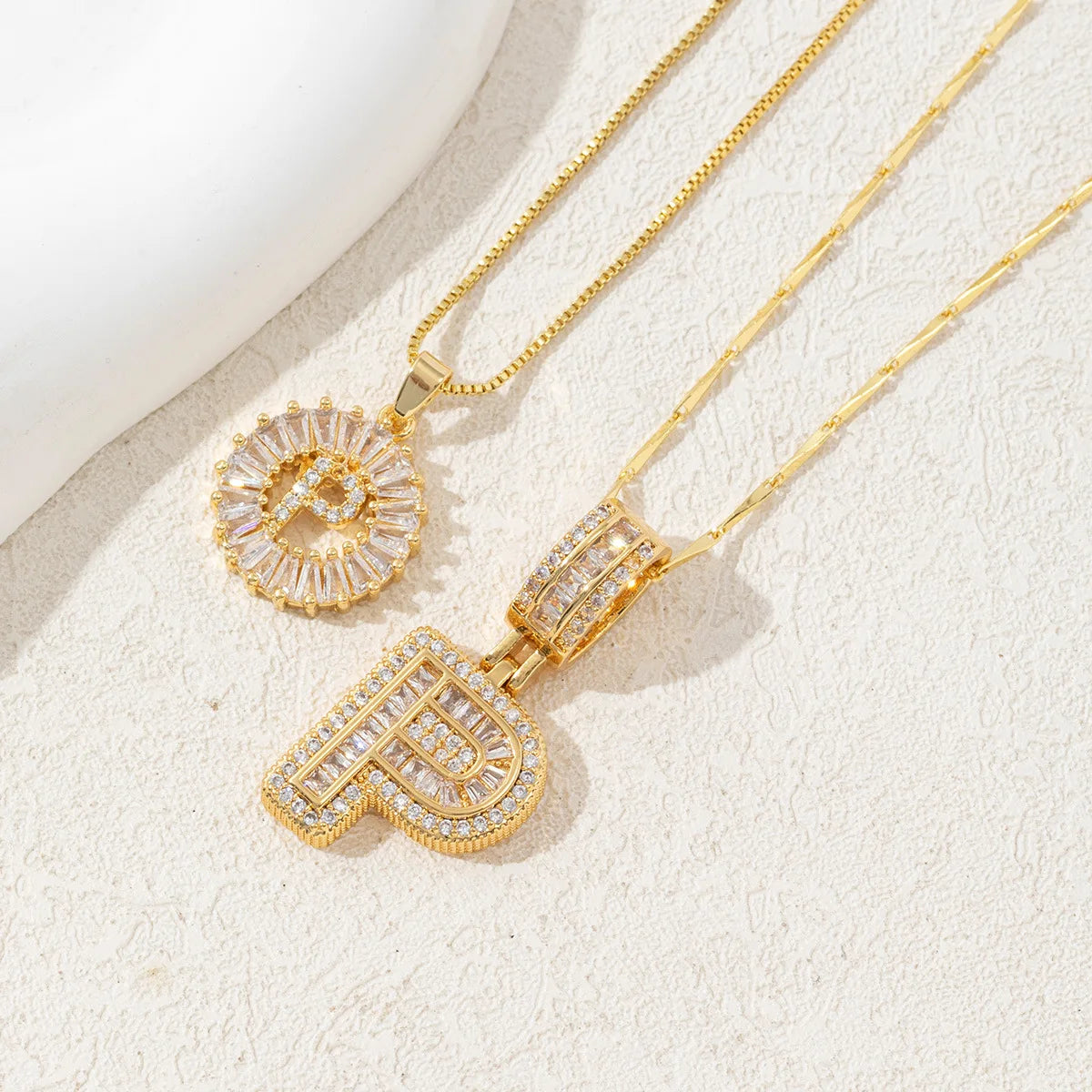 The IceBoyDC 2Pcs Dainty Zircon Signature Initial Necklace