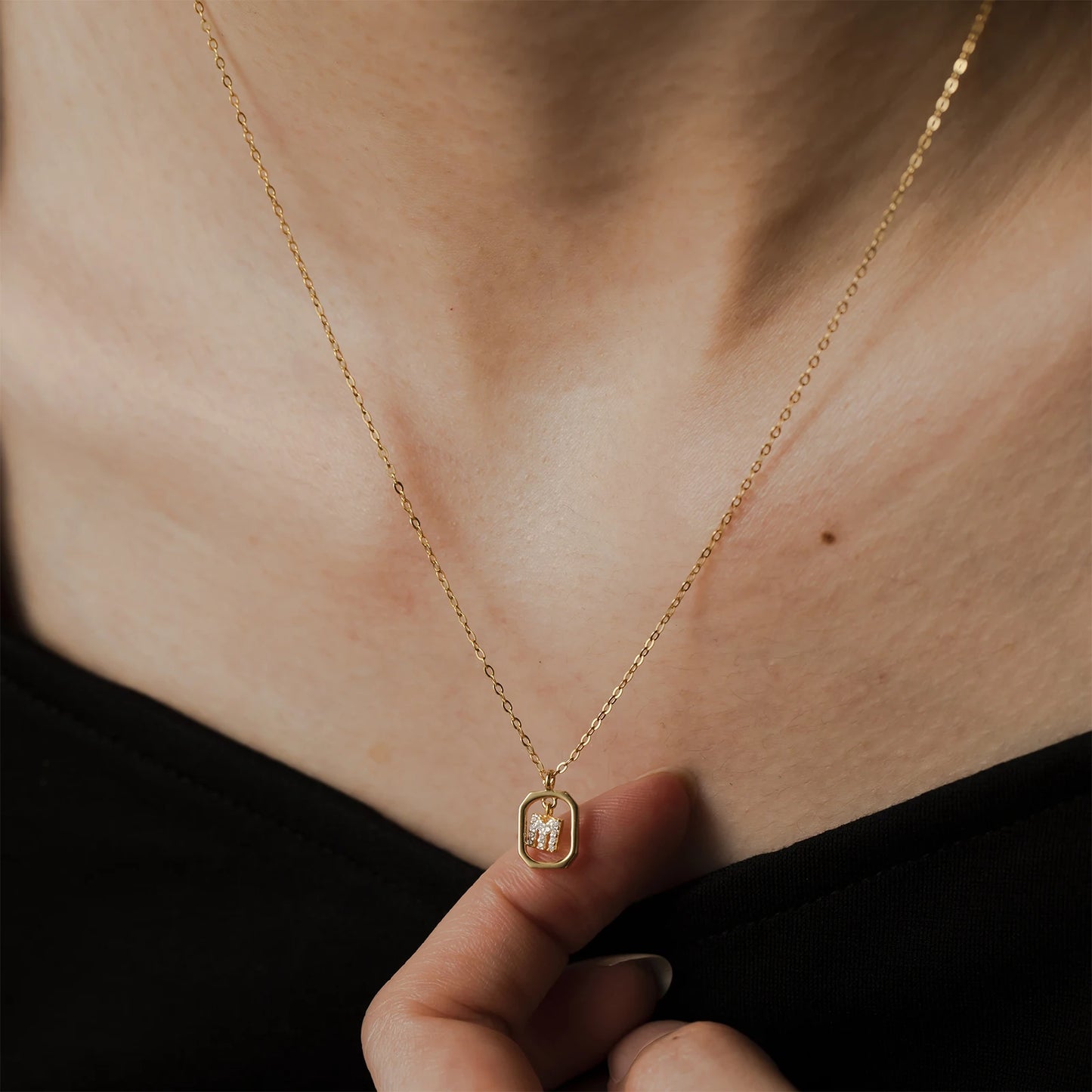 IceBoyDC Gold Initial Necklace with Zirconia Pendant