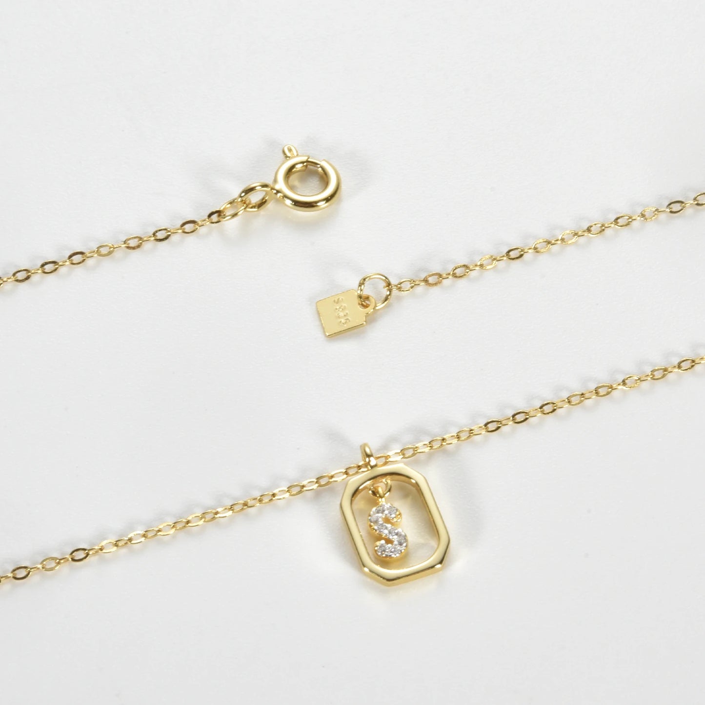 IceBoyDC Gold Initial Necklace with Zirconia Pendant