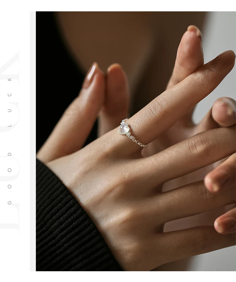 The IceBoyDC Adjustable Moonstone Heart Ring