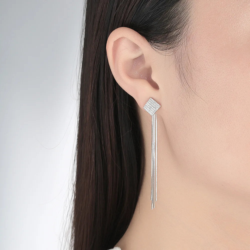 The "Dianne" Moissanite Long Tassel Earrings