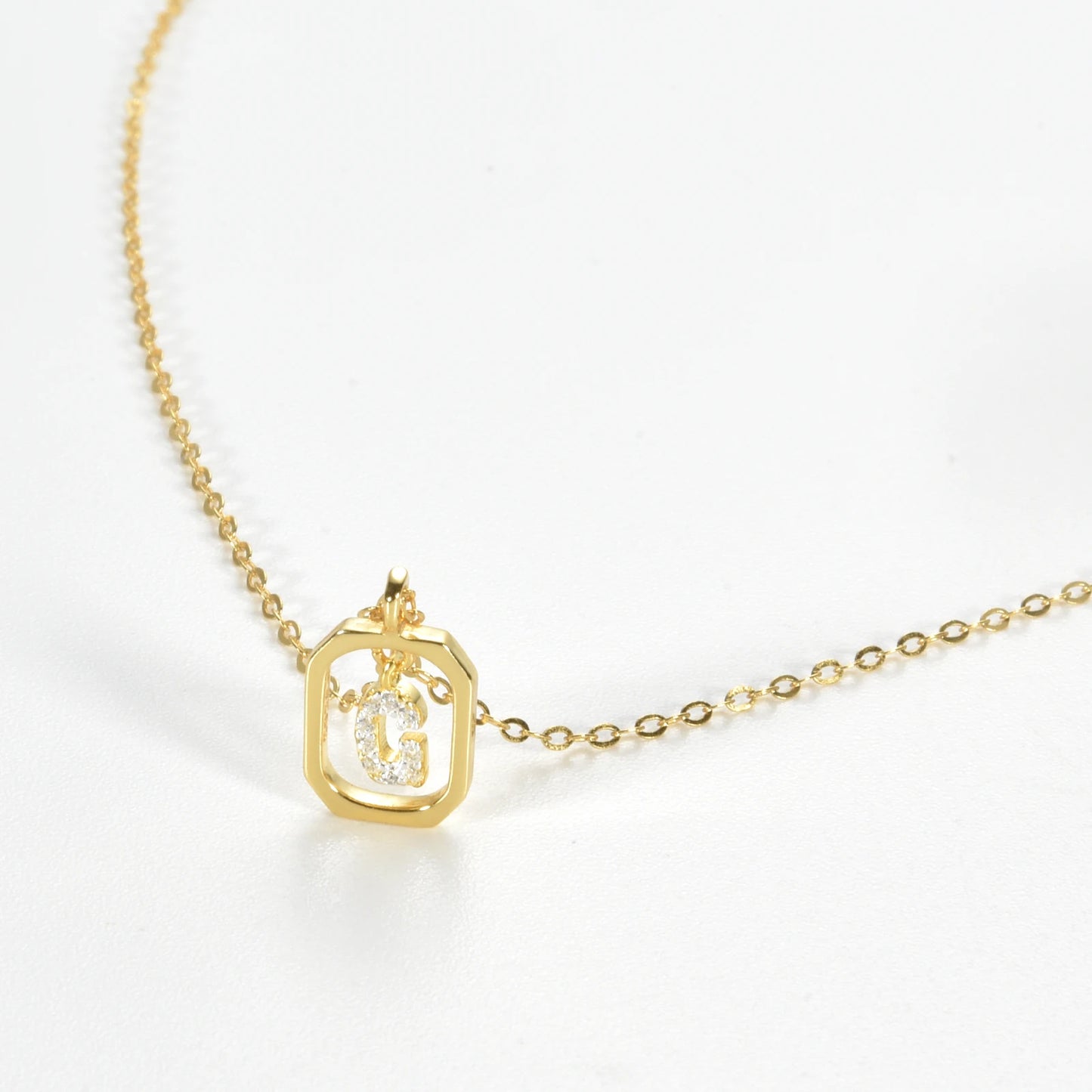 IceBoyDC Gold Initial Necklace with Zirconia Pendant
