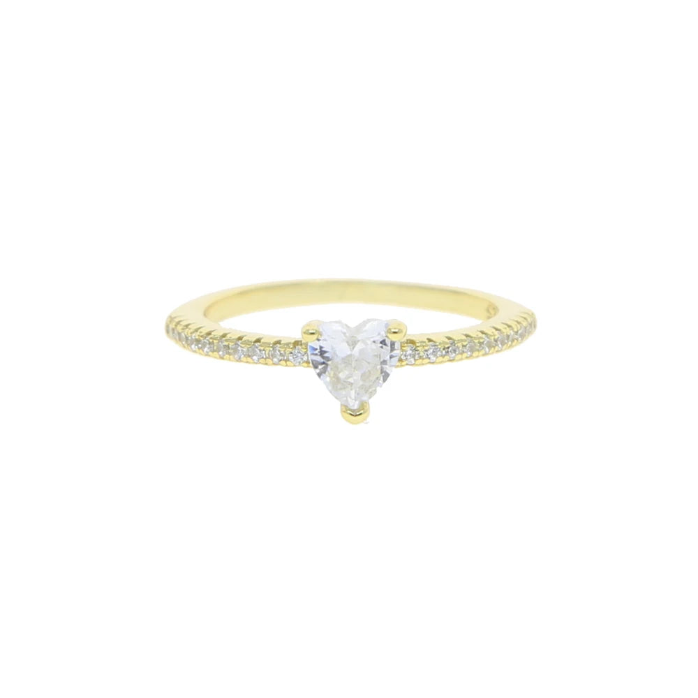 The Dainty Minimalist Heart Zirconia Band